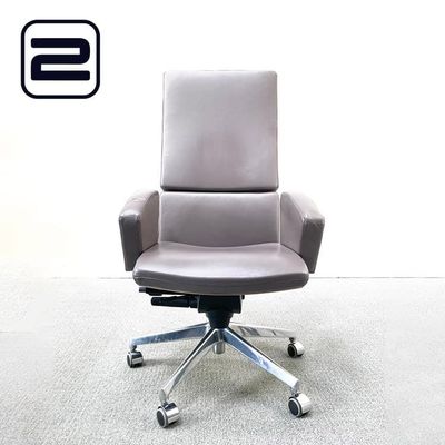 NN Directiestoel - Grijs / paars Kunstleer / Grijs metalen Voetkr met wielen