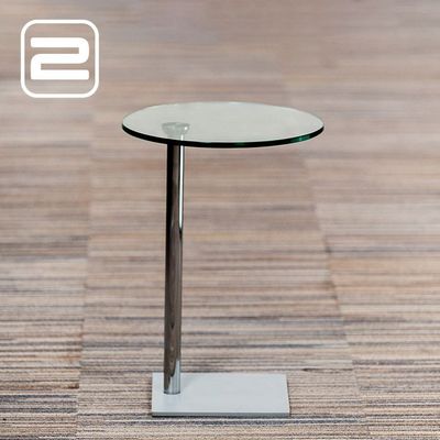 NN Bijzettafel B35xD35xH50 - Doorzichtig Glas / Chrome / metaal