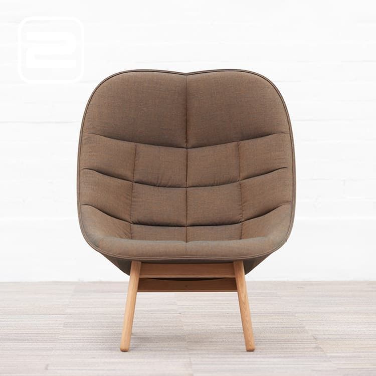 HAY Uchiwa Lounge Chair - Groen Stof / Lichtbruin eiken hout