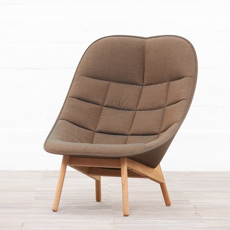 HAY Uchiwa Lounge Chair - Groen Stof / Lichtbruin eiken hout