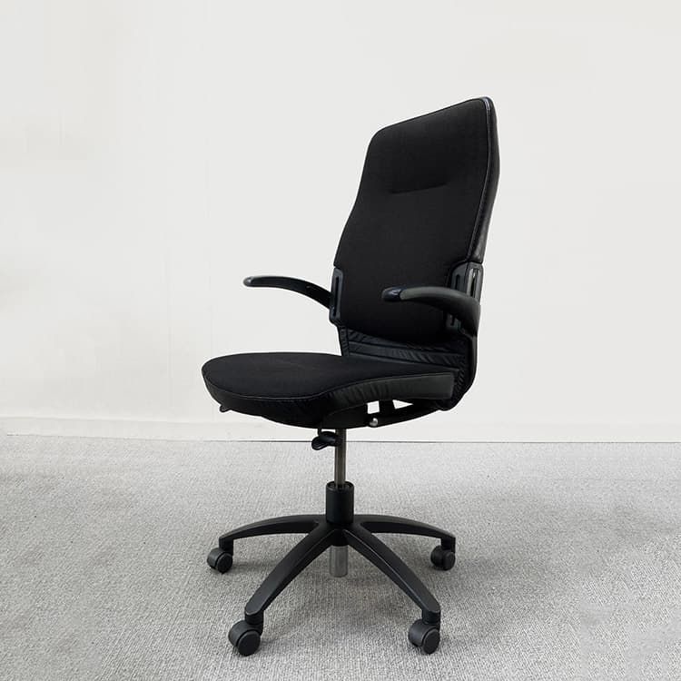 DRABERT Cambio Bureaustoel - Zwart Stof / Zwart metalen Voetkr met wielen