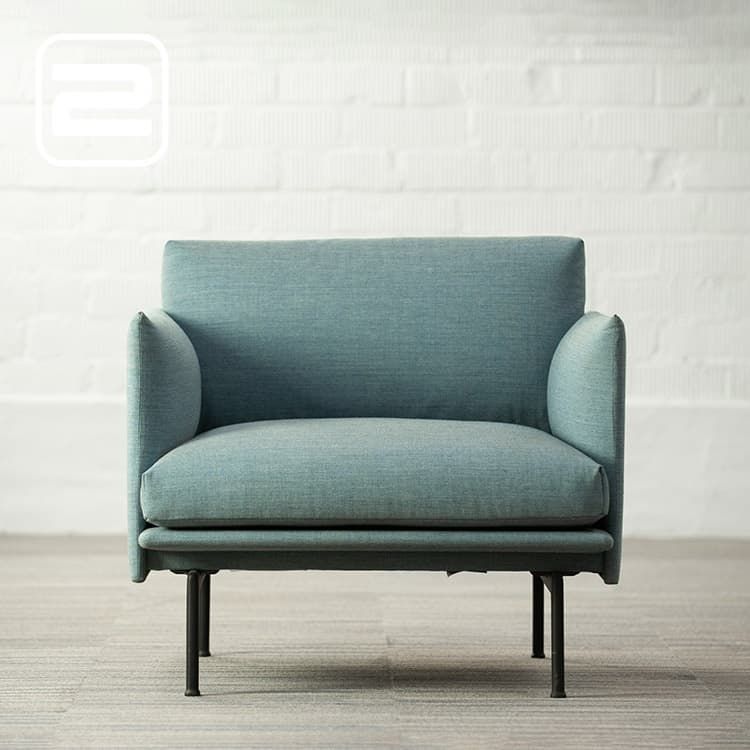 MUUTO Outline Studio Armchair Armchair - Blauw Stof / Zwart metalen Vierpoot