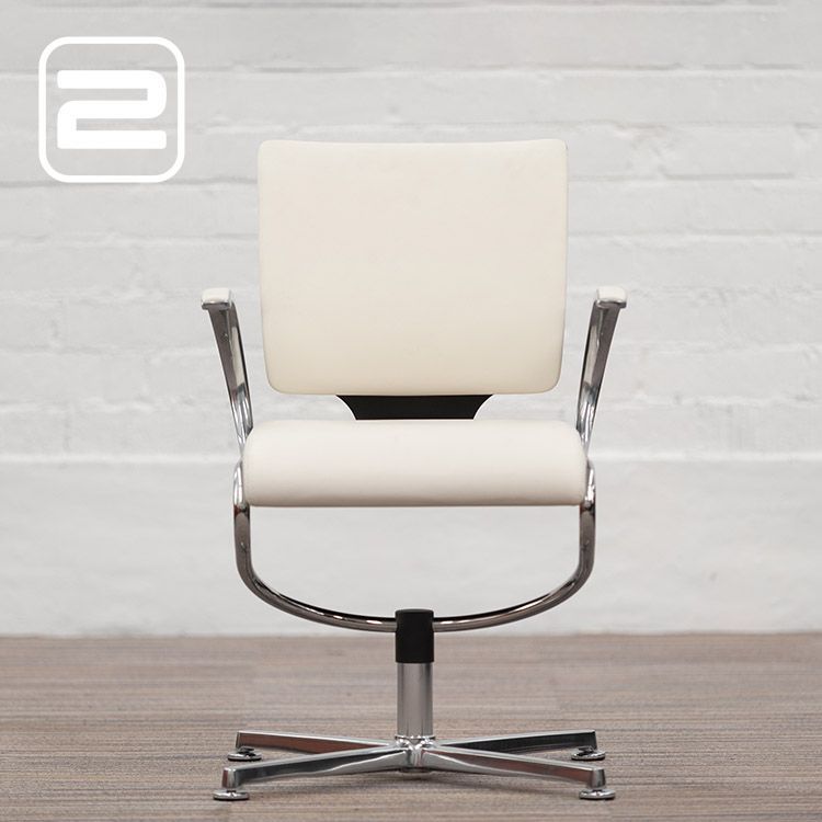 DAUPHIN In Touch 5409 Vergaderstoel Draaistoel (nieuw) - Wit Leder / Gepolijst Alu Sterpoot