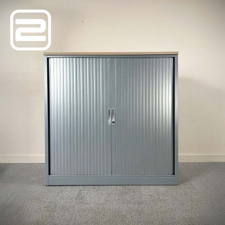 TDS Halfh Hor Roldeurkast H120xB120xD47 - Grijs / Hout