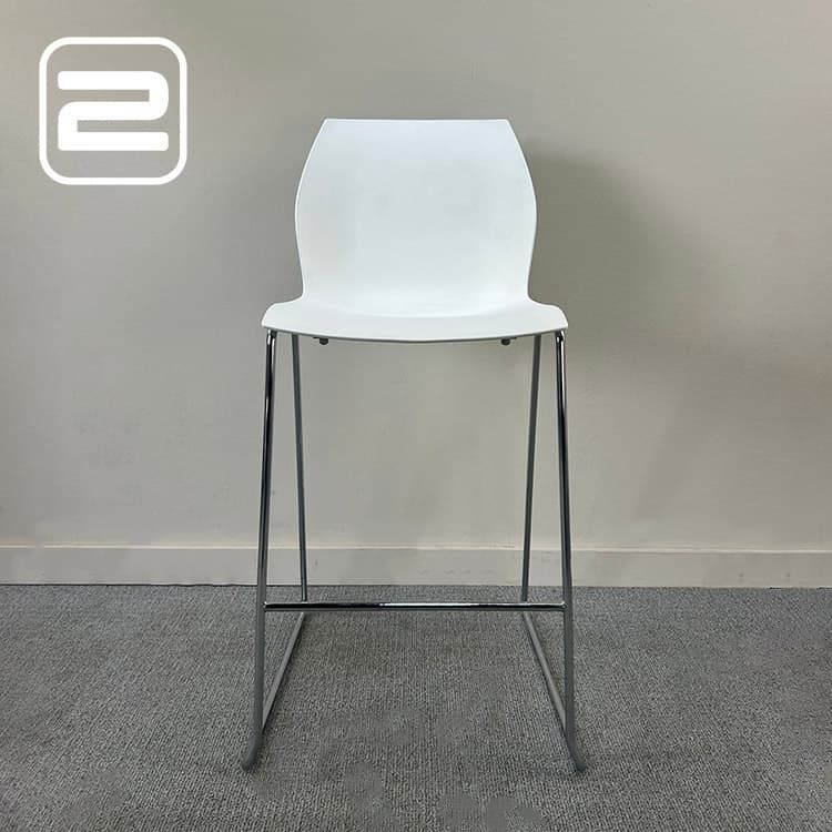 KASTEL Kalea Kantinestoel Stapelbaar - Wit / Groen Kunststof / Metaal Sledepoot