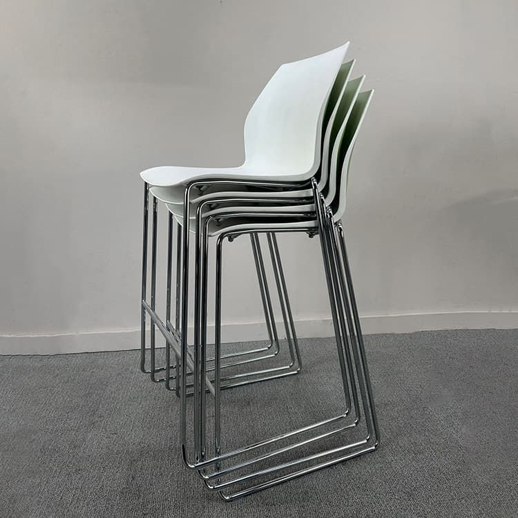 KASTEL Kalea Kantinestoel Stapelbaar - Wit / Groen Kunststof / Metaal Sledepoot