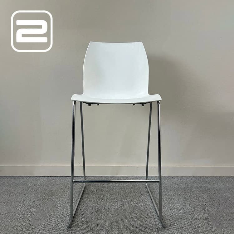 KASTEL Kalea Kantinestoel Stapelbaar - Wit / Wit Kunststof / Metaal Sledepoot