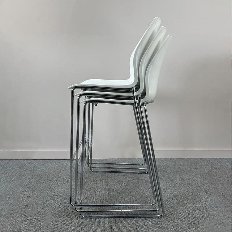 KASTEL Kalea Kantinestoel Stapelbaar - Wit / Wit Kunststof / Metaal Sledepoot