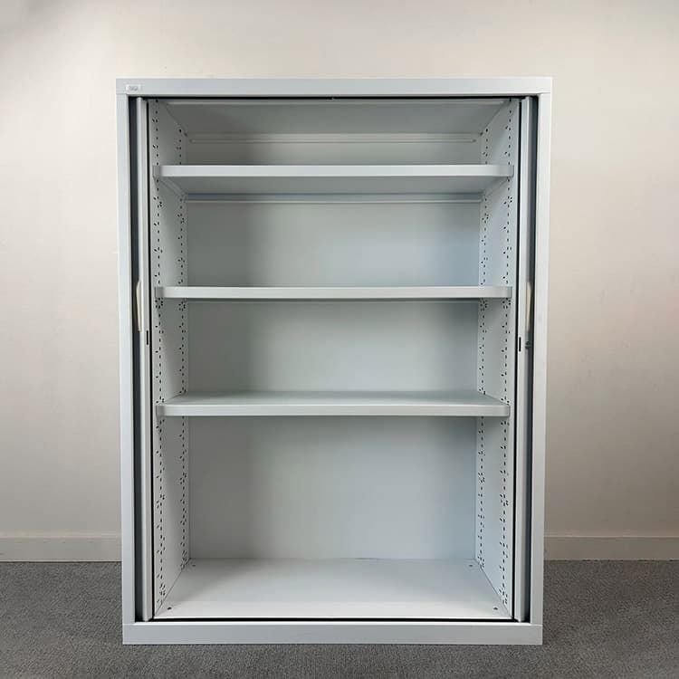 NG Halfh Vert Roldeurkast H160xB120xD45 - Wit Metaal