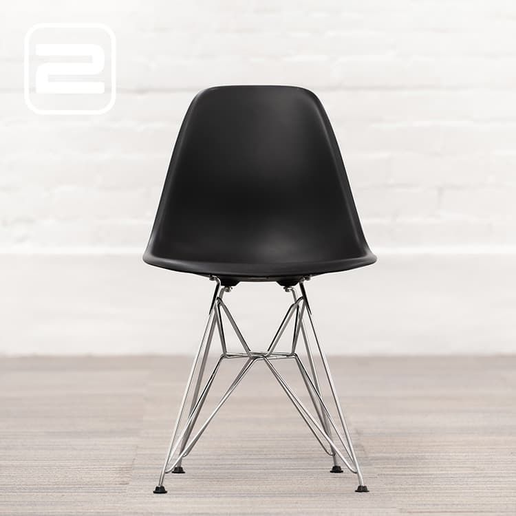 VITRA Eames Plastic Chair DSR Clubstoel - Zwart Kunststof / Chrome Eifel VITRA Eames Plastic Chair DSR Clubstoel - Zwart Kunststof / Chrome Eifel