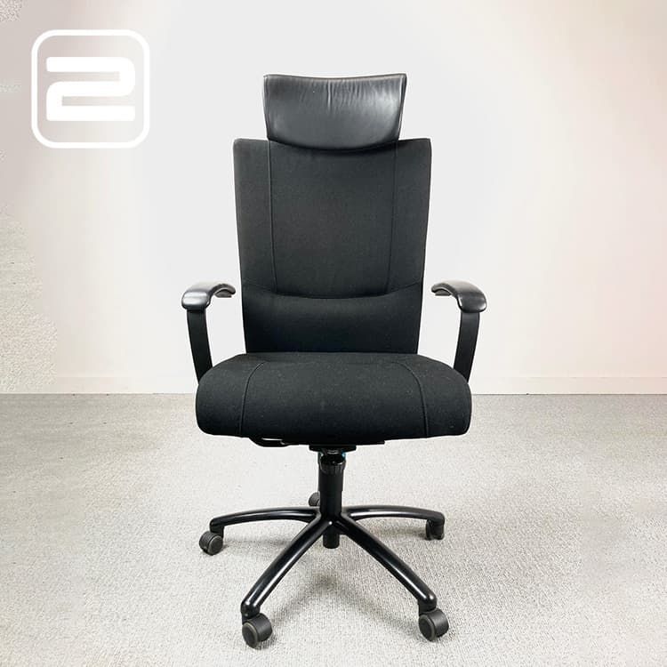 KINNARPS Kapton Bureaustoel - Zwart Stof / Zwart metalen Voetkr met wielen