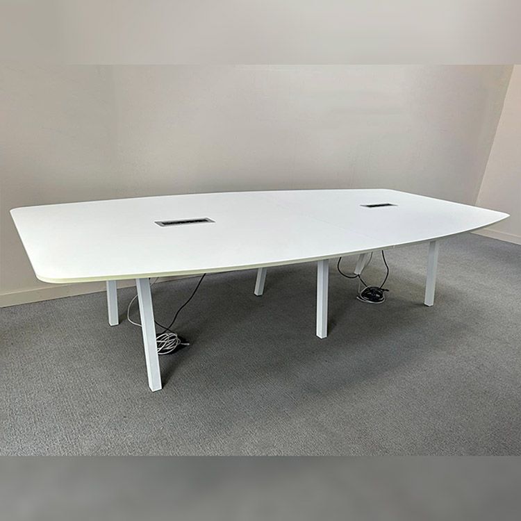 MIBRA Vergadertafel B320xD160xH175 - Wit Melamine / Wit metaal Vierpoot