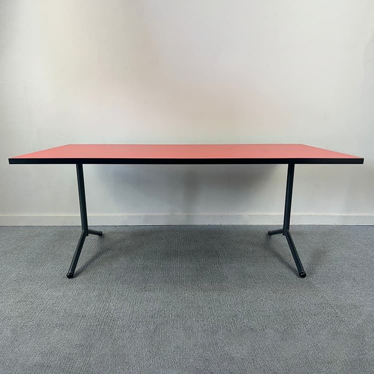 DIETIKER SWITZERLAND Tafel B180xD80 - Wit / Rood Melamine / Zwart metaal Y-poot