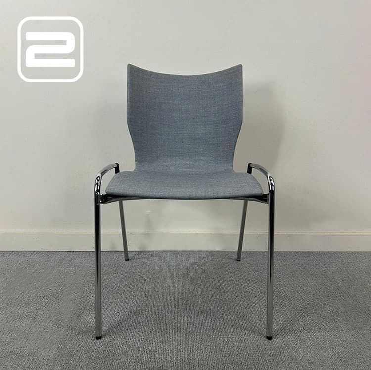 CASALA Lynx Bezoekersstoel Stapelbaar - Grijs Stof / Chrome Vierpoot