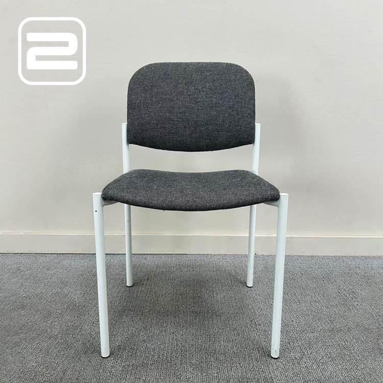 Bezoekersstoel Stapelbaar - Grijs Stof / Metaal Wit metaal