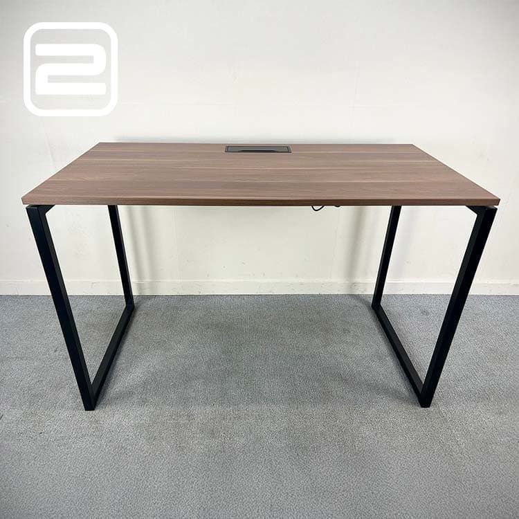 Statafel B160xD80xH103 - Donker hout Melamine / Zwart metaal U-poot