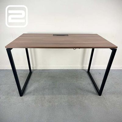 Statafel B160xD80xH103 - Donker hout Melamine / Zwart metaal U-poot