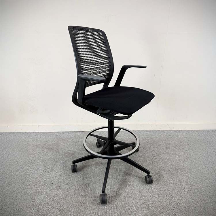 SEDUS SE:motion high chair Bureaustoel - Zwart Stof / Zwart kunststof Voetkruis mt wielen