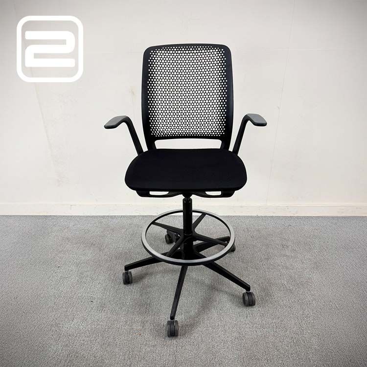 SEDUS SE:motion high chair Bureaustoel - Zwart Stof / Zwart kunststof Voetkruis mt wielen