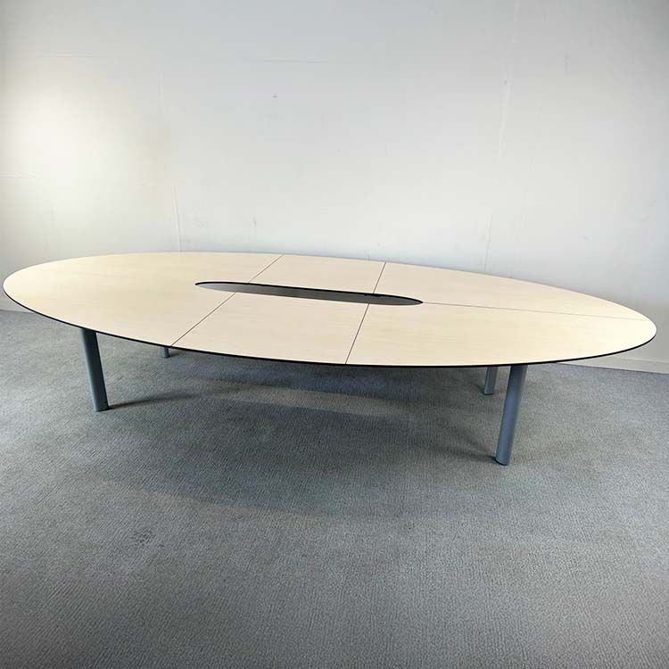 AHREND Vergadertafel B380xD185xH74 - Licht hout Melamine / Metaal Vierpoot