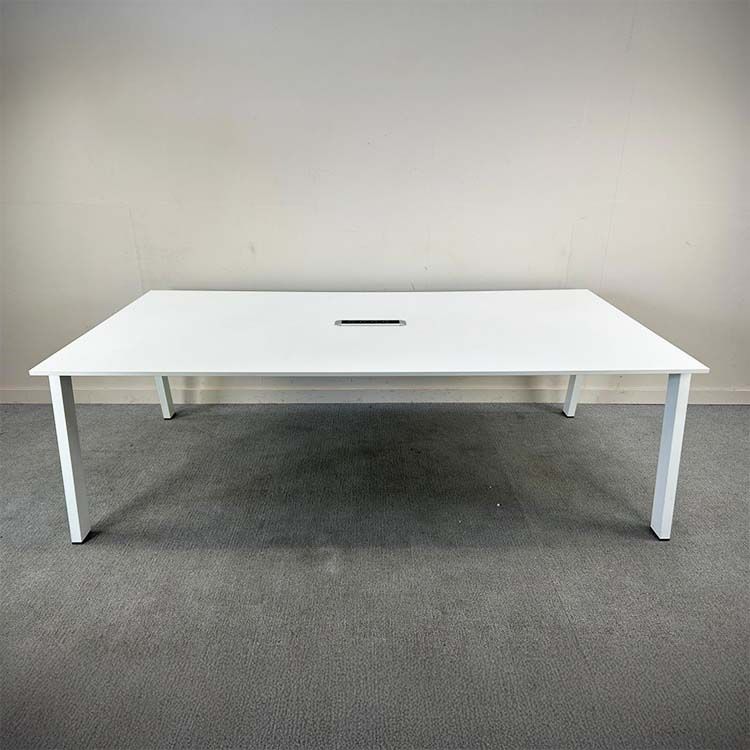 AHREND Vergadertafel B240xD120xH75 - Wit Melamine / Wit metaal Vierpoot