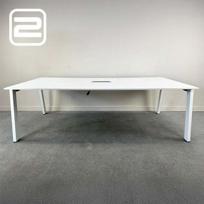 AHREND Vergadertafel B240xD120xH75 - Wit Melamine / Wit metaal Vierpoot