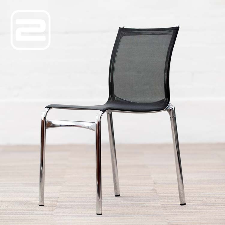 ALIAS Frame Chair Bezoekersstoel Stapelbaar - Zwart Netstof / Aluminium Vierpoot