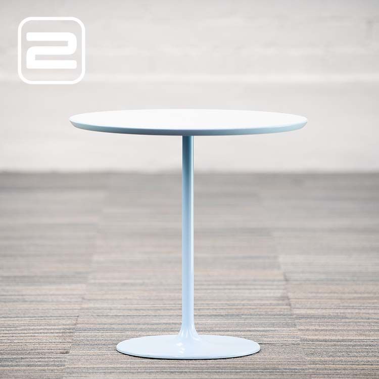 ARPER Dizzie Bijzettafel B51xD47xH50 - Wit / blauw MDF embossed / lichtblauw Voetplaat