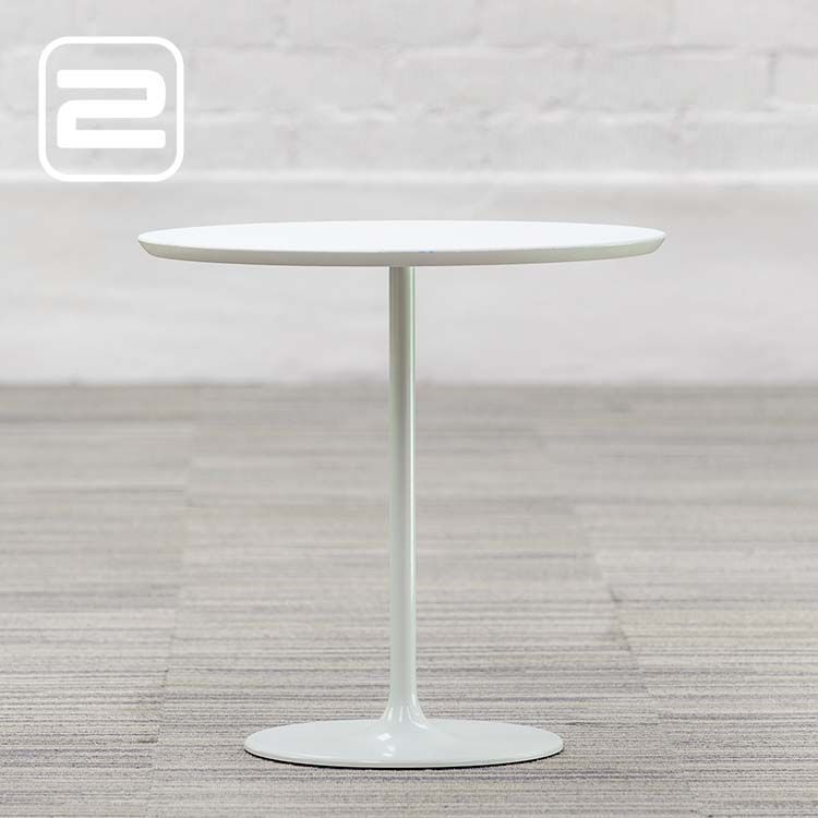 ARPER Dizzie Bijzettafel B51xD47xH50 - Wit / grijs MDF embossed / Lichtgrijs Voetplaat