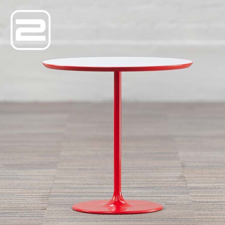 ARPER Dizzie Bijzettafel B51xD47xH50 - Wit / rood MDF embossed / Rood Voetplaat