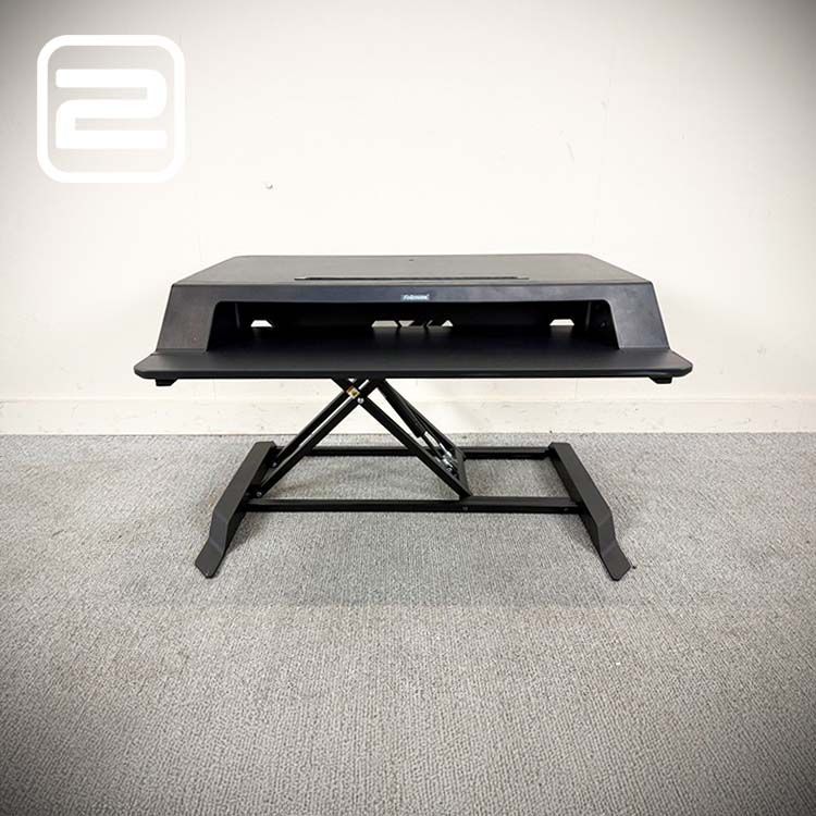 FELLOWES Elektrisch Zit-Sta Bureau - Zwart Kunststof / Zwart metaal Schuifbare kruispoot