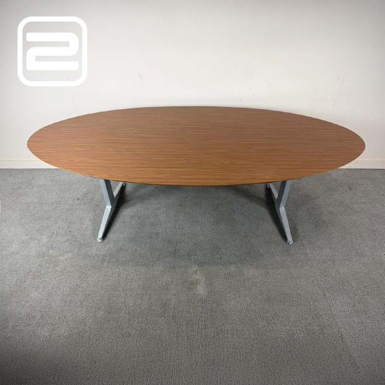 Vergadertafel B240xD120xH65-75 - Hout Hout / Metaal T-poot