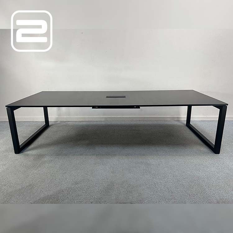 PAMI Vergadertafel B300xD120xH75 - Donkergrijs Melamine / Metaal Vierpoot