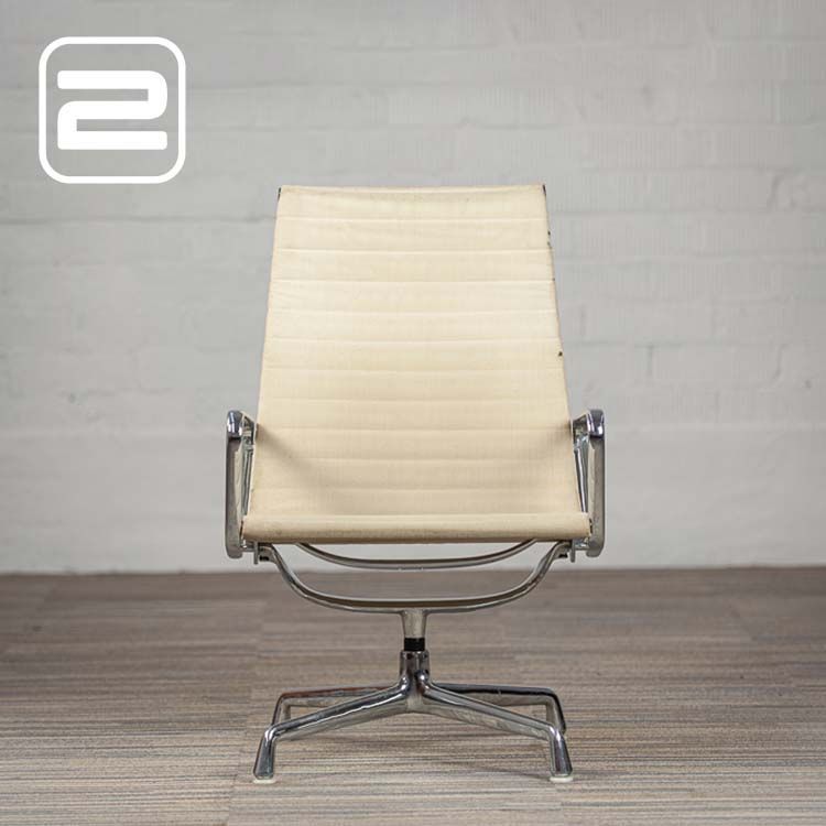HERMAN MILLER EA116 ( Original vintage jaren 70) Ontvangststoel by Charles Ray Eames - Beige Stof / Chrome Sterpoot