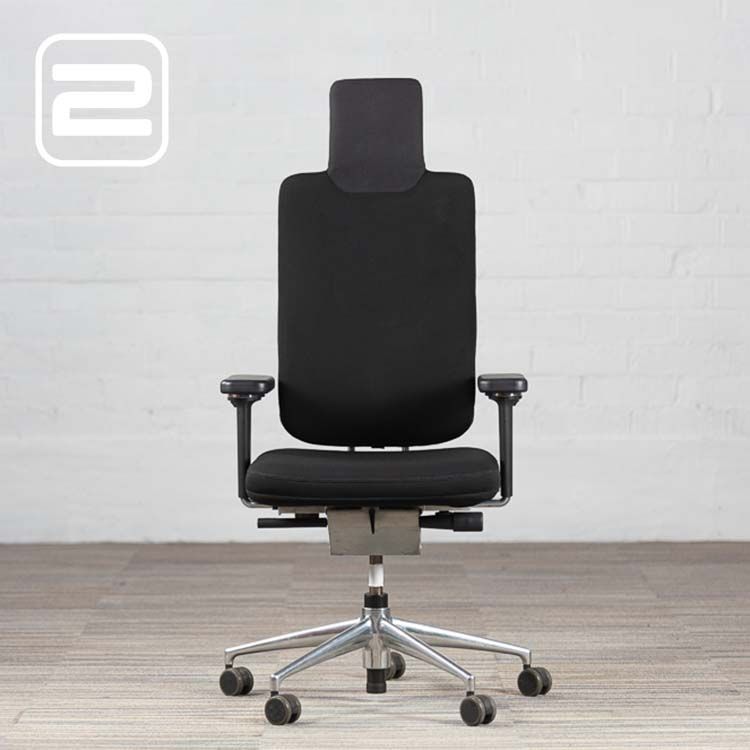 VITRA Headline Directiestoel Designed by Mario Bellini - Zwart Mesh stof / Grijs metalen Voetkr met wielen