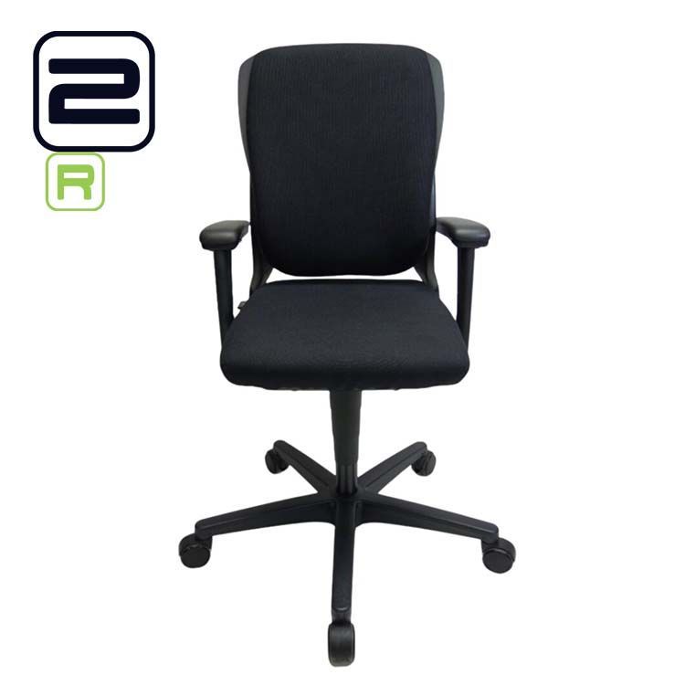 AHREND 230 Extra hoge rug Bureaustoel refurbished - Zwart (nieuwe stof) / Zwart Voetkr mt wielen