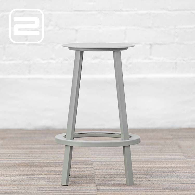 HAY Revolver Stool Barkruk Laag - Grijs Metaal / Vierpoot HAY Revolver Stool Barkruk Laag - Grijs Metaal / Vierpoot