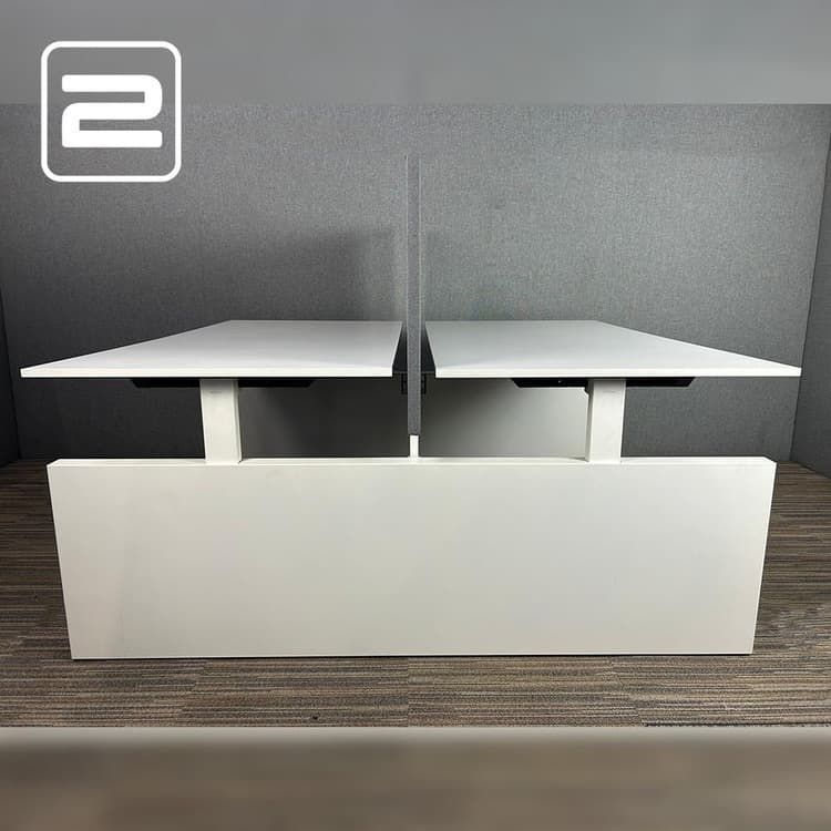 AHREND Four Duo Dubbele Workbench B160xD170xH62-86 - Wit Melamine / Metaal Wangen