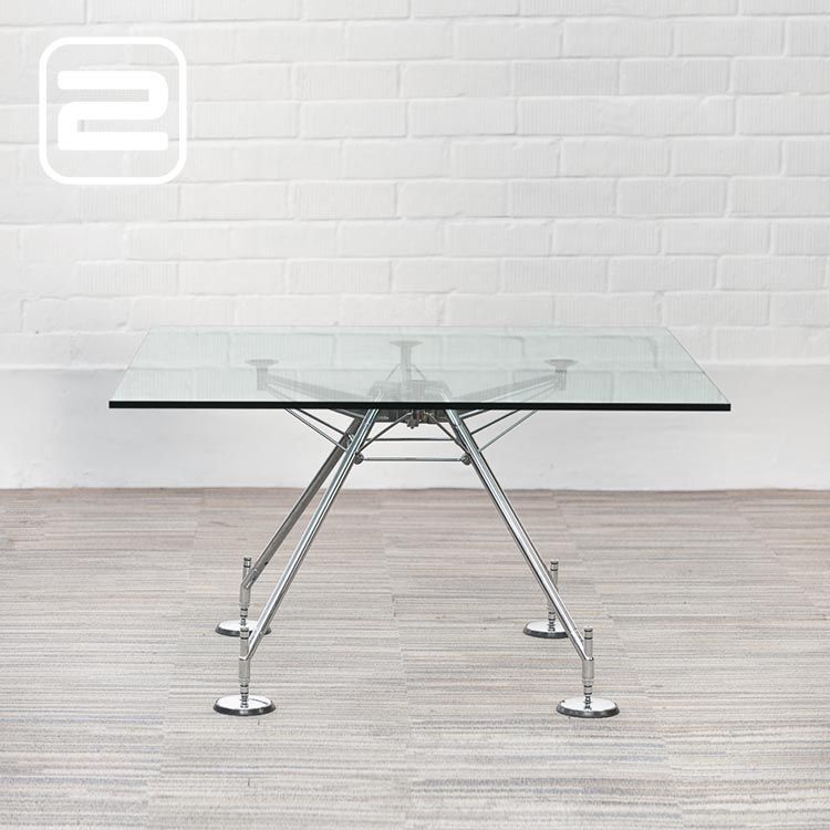 TECNO Nomos Tafel Vierkant B120xD120xH67 - glas / chrome glas / chrome