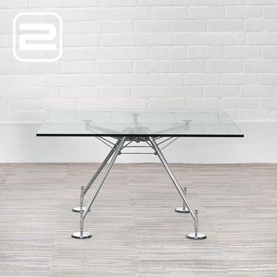 TECNO Nomos Tafel Vierkant B120xD120xH67 - glas / chrome glas / chrome TECNO Nomos Tafel Vierkant B120xD120xH67 - glas / chrome glas / chrome