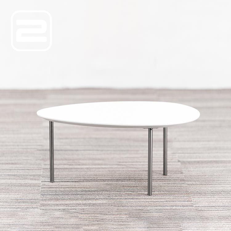 STUA Eclipse Salontafel Ellips design by Jon Gasca B55xD45xH25 - wit gelakt hout / chrome vierpoot
