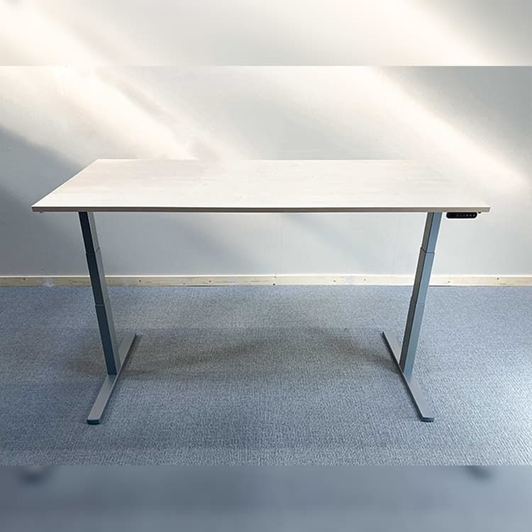 DRISAG Elektrisch Zit-Sta Bureau B200xD90xH64-130 - Licht Hout / Grijs Metaal 2-poot
