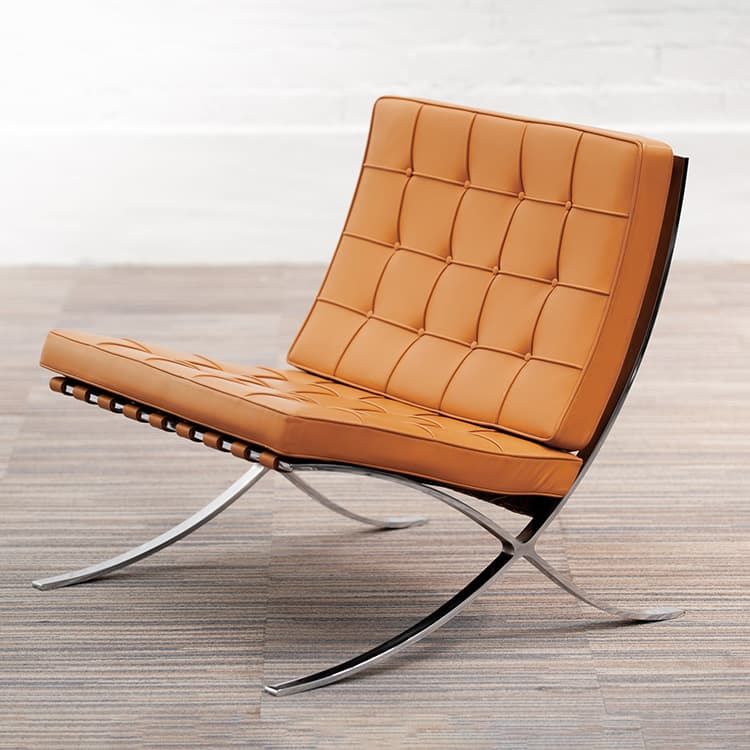 KNOLL Barcelona Chair Armchair design by Ludwig Mies van der Rohe - camel leder / chrome vierpoot