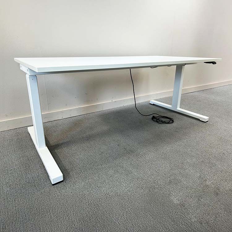 LINAK SYSTEM Elektrisch Zit-Sta Bureau B160xD80xH69-129 - Wit Melamine / Wit Metaal T-poot