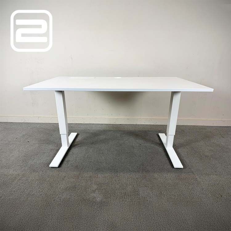 KINNARPS Bureau B140xD80xH62-85 - wit melamine / wit metaal t-poot