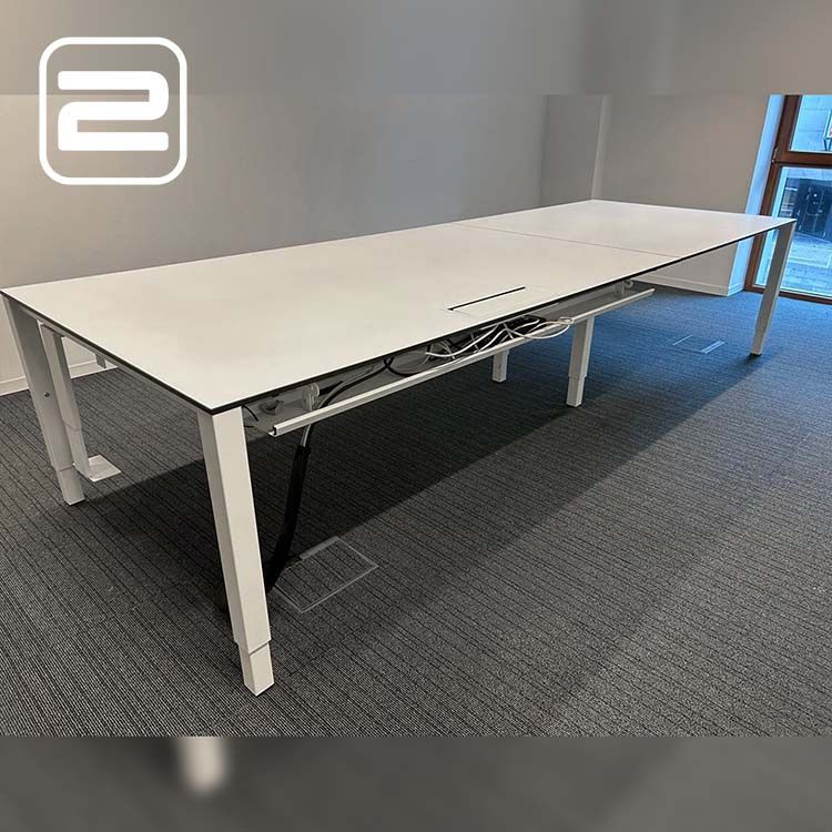 PAMI Vergadertafel B340xD120xH62-84 - Wit Melamine / Wit metaal PAMI Vergadertafel B340xD120xH62-84 - Wit Melamine / Wit metaal