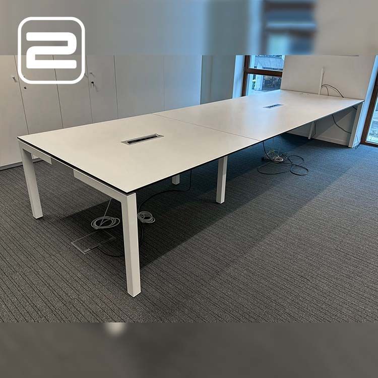 PAMI Vergadertafel B440xD140xH74 - Wit Melamine / Metaal