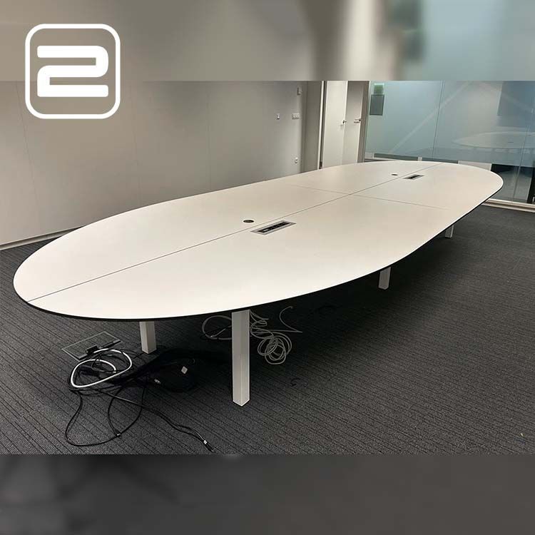 PAMI Vergadertafel B500xD180xH73 - Wit Melamine / Wit metaal