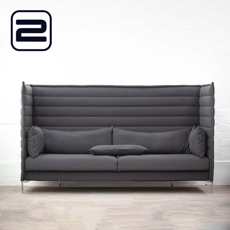 VITRA Alcove Sofa Zitbank 3-zit design by Ronan & Erwan Bouroullec, 2006 / 2021 B235xD85xH138 - Donkergrijs Stof / Chrome Vierpoot