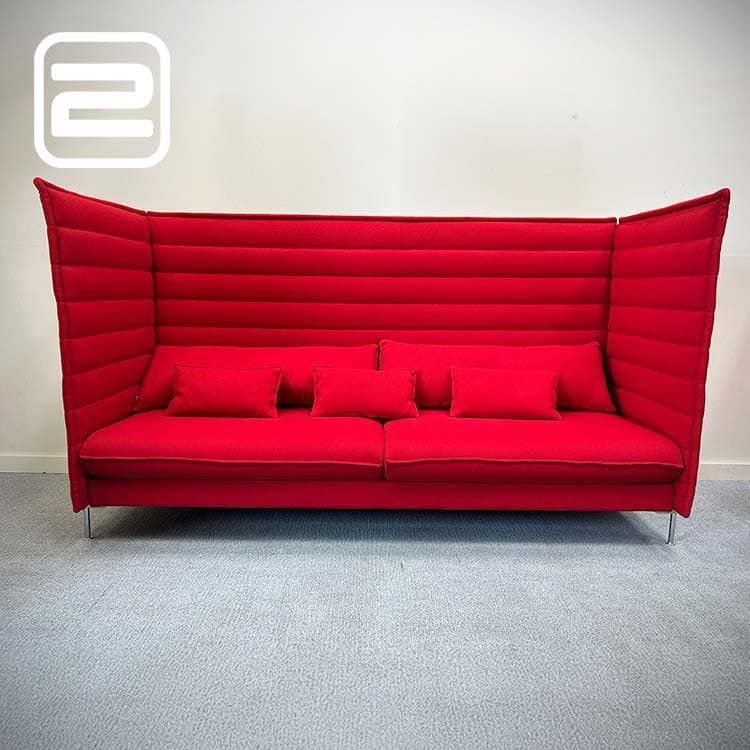 VITRA Alcove Zitbank 3-zit B235xD85xH138 - Rood Stof / Metaal Vierpoot